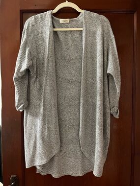 Ginger G Light Gray Open-Front Knit Cardigan